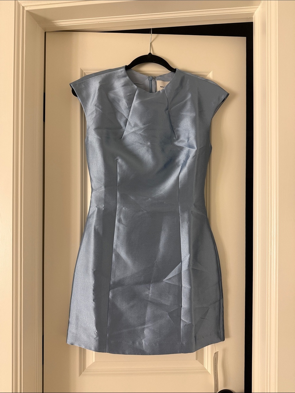 Reformation Light Blue Cap-Sleeve Sheath Mini Dress